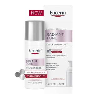 lot 12213 image: Eucerin Radiant Tone Daily Face Lotion with SPF 30, Dark Spot Corrector with Thiamidol, Helps Visibly Reduce the Look of Dark Spots, All Skin Types, Holiday Gifts for Self Care, 1.7 Fl Oz Bottle