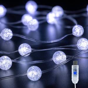 lot 12217 image: BEEWIN Upgrade Globe String Lights,10FT 30 LED USB Fairy Lights,8 Modes Crystal Crackle Ball Lights,Waterproof Decorative Christmas Lights for Indoor,Outdoor,Bedroom,Classroom,Wedding,Party,White