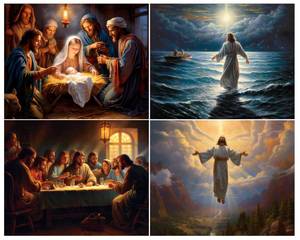 lot 13944 image: Steadfast Selections 500 pc 4-in-1 Christian Puzzles for Adults, Nativity, Bible, Religious Puzzles for Adults, Religious Jigsaw Puzzles