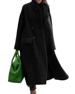 lot 13956 image: CHARTOU Women Oversized Long Winter Coats Warm Wool Blend Pea Trench Coat Overcoat (Medium, Black)