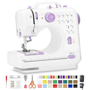lot 13959 image: Sewing Machine for Beginners with 12 Built-in Stitches, Mini Sewing Machine with Foot Pedal, High-Low Speeds, Portable and Sewing Enthusiasts (505)