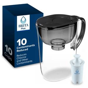 lot 13970 image: Brita Large 10 Cup Water Filter Pitcher, 1 BritaPlus Filter, Everyday, Black (Package May Vary)