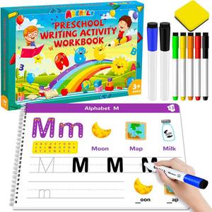 lot 13972 image: Handwriting Practice Book for Kids, Toddler Preschool Learning Activity for 3 4 5 Year Old, Kindergarten Educational Toys, Montessori Toys Learn Number Letters Shapes Animal Sight Words Workbook