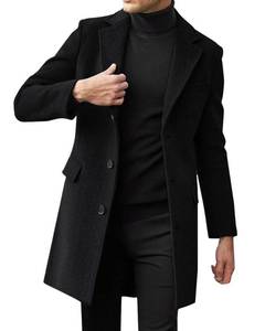 lot 13976 image: Beotyshow Mens Single Breasted Trench Coat Winter Pea Coat Notch Lapel Long Casual Overcoat size xl