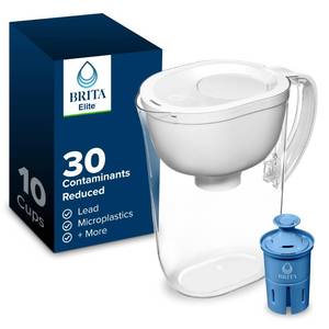 lot 13988 image: Brita Water Pitcher, Everyday Elite Filter, Removes 99% of Lead, Includes 1 Filter, 10-Cup Capacity, White