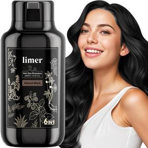 lot 14419 image: Limer Hair Dye Shampoo Natural Black, 3 in 1 Hair Color for Gray Coverage Men and Women, Herbal Ingredients Natural Shampoo Para Pintar el Cabello, Semi-Permanent Champu Para Canas(15.55fl oz460ml)