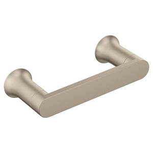 lot 14430 image: Moen Genta LX Brushed Nickel Modern Wall Mount Pivoting Toilet Paper Holder, Modern Toilet Roll Holder for Bathroom, BH3808BN