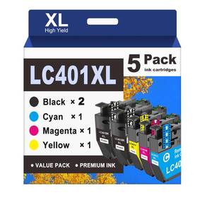 lot 14432 image: GoToners LC401XL Ink Cartridges Compatible for Brother LC401 Work with Brother MFC-J1010DW MFC-J1012DW MFC-J1170DW Printer (5, Multicolor, XL) (used)