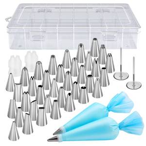 lot 14438 image: Kootek 42pcs Piping Bags and Tips Set, Cake Decorating Supplies Kits for Baking with 36 Numbered Frosting Icing Tips, 2 Reusable Pastry Bags, Easy Carry Storage Box and Other Baking Tools