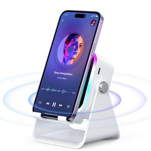 lot 14439 image: AIKELA Induction Speaker for iPhone Android, Christmas Birthday Gifts for Men Women, Cell Phone Stand with Wireless Bluetooth Speaker with HD Sound Rechargeable (White)