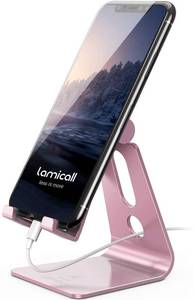 lot 14452 image: Lamicall Pink Phone Stand, Desk Accessories - Rose Gold Pink Cell Phone Holder, Office Decor, Office Desktop Accessories, Suitable for iPhone 16 15 14 13 Pro Max, 4-8 Phone