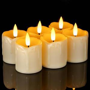 lot 14455 image: Homemory 2 x 2 Timer Flickering Flameless Candles, Realistic Battery Operated Votive Candles, 6Pack 3D Wick Electric Fake Candles for Christmas, Wedding, Home Decorations (Ivory Base)
