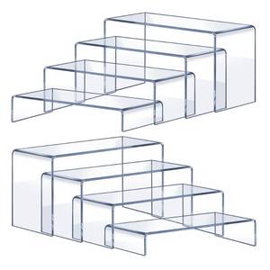 lot 19753 image: OVNTHYK Acrylic Risers 8 Pcs �� Clear Rectangular Display for Perfume Organizer, Figures, Jewelry, Dessert Table & Cupcake, 4 Sizes (7, 8, 9)