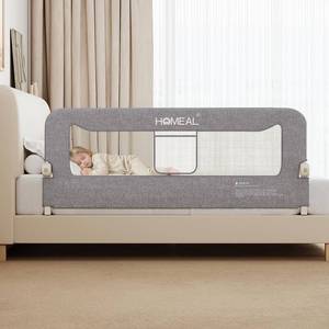 lot 19755 image: HOMEAL Bed Rail for Toddlers, 59in Swing Down Baby Bed Rail Guard, Toddler Bed Rails for King Size Beds, Twin, Full, Queen, Bed Guard Rail for Toddlers, Grey