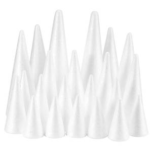 lot 19761 image: YURN Craft 26 Pack Foam Cones for Crafts, Foam Trees Cones, 5 Assorted Sizes Cones Shaped Foam (4,6,8,10,12) for Christmas Decorations, Gnomes, and DIY Art Projects.