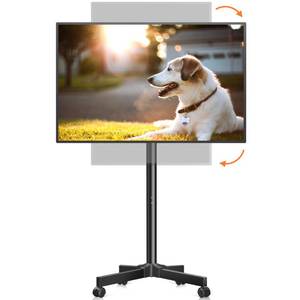 lot 19762 image: XINLEI Mobile TV Carts, Rotating Rolling TV Stand on Wheels for 13-50 FlatCurved TVs Height Adjustable 30° Tilt Floor TV Stand Portable Monitor Stand Holds up to 44lbs Max VESA 200x200mm ML1350