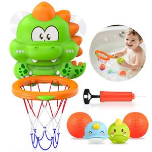 lot 20402 image: Topsolid Bathtub Basketball Hoop for Kids - Dino Style 2-in-1 Bath Toys with Strong Suction Cups & 4 No Hole Balls  Fun Shooting Game for Baby Toddler Boys & Girls Ages 1-8
