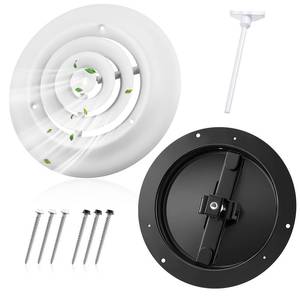 lot 20413 image: Therwen 1 Pack 6 Inch Round Vent Cover Ceiling Diffuser HVAC Vent Duct Cover Replacement with Steel Butterfly Damper Fitting in 6 Inch Duct, Outer Dimensions 9-1516