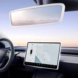 lot 20422 image: 2PCS Protector Trim Frame Compatible with Tesla Model 3 Y 2020-2024 2026 Screen Edge Frame Rearview Mirror Cover Interior Silicone Decorations Center Console Decor Highland Juniper Accessories (White)