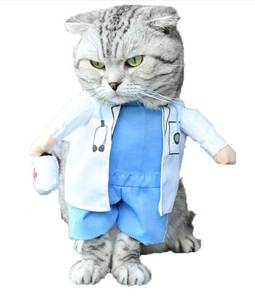lot 20424 image: Mikayoo Pet Dog Cat Halloween Costume Doctor Nurse Costume Dog Jeans Clothes Cat Funny Apperal Outfit Uniform(Doctor,S)