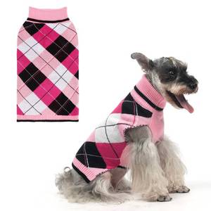 lot 20436 image: KOOLTAIL Dog Sweater Pet Knitted Clothes - Classic Plaid Pull Over Turtleneck Dog Sweaters with Leash Hole Warm Dogs Winter Clothing for Small Medium Dogs Cats Puppy SM