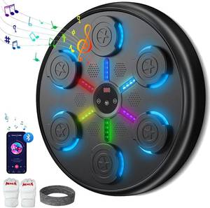 lot 111389 image: Retails for $120 Music Boxing Machine, Wall-Mounted Punching Machine, Perfect for Adults & Kids, Ideal Fitness Gift for Valentines Day, Birthdays and Anniversaries