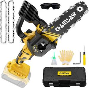 lot 111398 image: Mini Chainsaw 8 Inch for Dewalt 20V Max Battery, Brushless Cordless Pruning Chainsaw, Battery Powered Mini Chain saw for Wood Cutting, Tree Trimming (only tool)