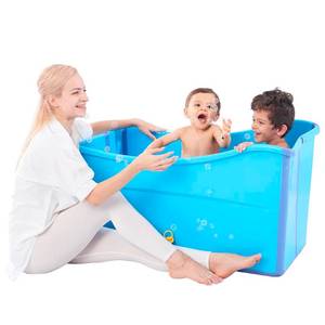 lot 111409 image: Retails for $120 Large Foldable Bathtub for Toddler Collapsible Baby Bathtub Portable Bath tub Lightweight for Children Twins Petite Adult
