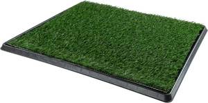 lot 111420 image: Artificial Grass Puppy Pee Pad for Dogs and Small Pets - 20x25 Reusable 4-Layer Training Potty Pad with Tray - Dog Housebreaking Supplies by PETMAKER