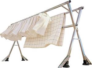 lot 211200 image: Retails for $110 Clothes Drying Rack 95 Inches Folding Indoor Outdoor, Drying Rack Clothing Collapsible Windproof, Foldable Laundry Drying Rack, Heavy Duty Stainless Steel Clothes Rack, Coat rack, 20 Hooks 12 Clips