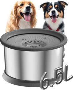 lot 211202 image: 6.5L Dog Water Bowl No Spill 1.6 Gallon Stainless Steel Water Bowl for Dogs 220oz Large Capacity No Splash Slow Drinking Feeder with Anti-Slip Mat for Messy Drinkers