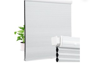 lot 211211 image: Cordless Cellular Shades No Drill Blinds for Indoor Window, Pull Down Easy Install Honeycomb Blinds Custom Fabric Thermal Insulated Shades (White-Blackout, Custom Size)