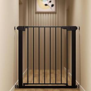 lot 211218 image: 29-32 inches Metal Baby Gate for StairsDoorways, 30 inches Tall Pressure Mounted Pet Gates, Auto-Close Child Safety Gate, No Drilling Easy Walk-Through Dog Gate Indoor, Black