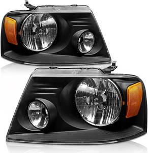 lot 211236 image: for 2004-2008 F150 Headlights Assembly compatible with 2004 2005 2006 2007 2008 Ford F15006-08 Lincoln Mark LT Pickup Black Housing Amber Reflector Replacement Driver & Passenger Side
