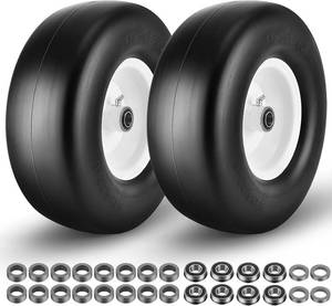 lot 211241 image: 2Pack 13x5.00-6 Flat Free Tire and Wheel, 13 x 5.00-6 Tires Replacement for Zero Turn Front Tires, 13x5-6 Flat Free Tires with 12 & 34 & 58 Precision Bearings and 3.25-6.6 Centered Hub