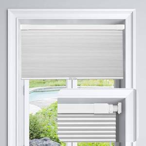 lot 311137 image: LazBlinds Cordless Cellular Shades, No Tools No Drill Blackout Honeycomb Shades Pleated Blinds for Windows, 33.5 W x 48 H, Silver White