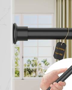 lot 311139 image: ALLZONE Tension Curtain Rod for Window, 83-123 Inches, Heavy Duty Curtain Rods No Drilling, Non-Slip Bathroom Shower Tension Rod, Renter Friendly, Adjustable, Spring Loaded, Extra Long, Black