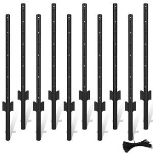 lot 311141 image: LYDTICK 10Pack Fence Posts 3Ft in Bulk, Metal Fence Stakes Black Fencing Pole Heavy Duty T Post for Garden Wire Fencing, Black