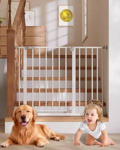 lot 311152 image: InnoTruth 29.5 40.75 Baby Gate for Stairs, 30 Tall Dog Gates for Doorways & Hallways, Safety Gate for Kids & Pets, Pressure-Mounted Walk-Through with Dual Lock & 2-Way Swing, White