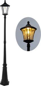 lot 311156 image: Retails for $168 LUTEC Outdoor Solar Lamp Post Light, Dusk to Dawn Waterproof Pole Light with Patterned Glass, Exterior Vintage Black Solar Powered Street Light Fixtures for Garden, Patio, Pathway, Yard
