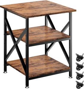 lot 311161 image: Retails for $122 Ollieroo 3 Tier Printer Stand, Large Table with Wheels, Rolling Cart with Height Adjustable Middle Storage Shelf, 23.6 x 23.6 x 30.3 Inches Shelf for Home Office, Vintage Brown