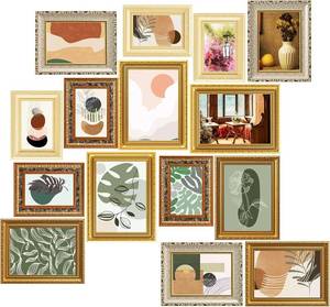 lot 411085 image: WJXCYGG 15 Pcs Gold Vintage Picture Frames for Wall or Tabletop Display Ornate French Country Frame Collage with 8x10 5x7 4x6 Frames Set for Gallery Bedroom Living Room