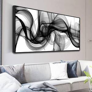 lot 411094 image: Retails for $162 Abstract Wall Art for Living Room, Black and White Canvas Wall Decor for Bedroom, Smoke Picture Print, Large Size 59 x 29 Inches Framed