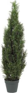 lot 411096 image: Nearly Natural 4ft Faux Cedar Tree in Nursery Planter, UV Resistant Artificial Pine Tree for Outdoor Front Porch Patio Entryway Decor