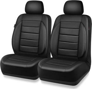 lot 411097 image: CAR PASS Faux Leather Car Seat Covers Front Seats Only, 3D Foam Support Car Seat Covers, Universal fit for Trucks Vans SUVs Sedans Automotive Comfortable, Airbag Compatible 2 Pieces Front Solid Black