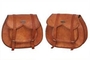 lot 411099 image: ganpati handicraft 2 X Motorcycle Side Pouch Brown Leather Side Pouch Saddlebags Saddle Panniers (2 Bags)
