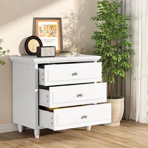lot 411104 image: Retails for $126 AWQM White Nightstand, 3 Drawer Night Stand, 22 Inch Wider Side Table with Storage, Rattan Boho Bedside Table, End Table for Bedroom, White