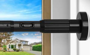 lot 411113 image: ZipGlo Black Tension Curtain Rod 41-126 In(4-10Ft), Long Curtain Rod No Drilling for Window or Bathroom,Outdoor Tension Rods for Patio, Heavy Duty Shower Rod,Rod Diameter 1.26In-One-bond stretching