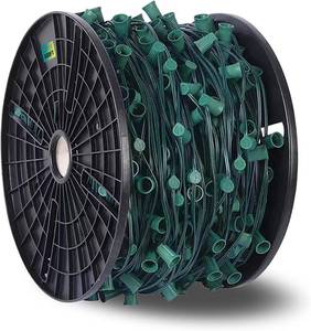 lot 411116 image: Retails for $200 LUCKY TL 500 FT C9E17 Christmas Light Sockets Spool Set, Green SPT-1 Wire, 12 Inch Spacing, C9 Outdoor String Lights, UL Listed