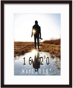 lot 411130 image: 16x20inch Picture Frame Solid Wood Display Pictures 12x16 with Mat or 16x20 Wall Without Mounting Photo Frame Black 1pcs 1 16x20inch